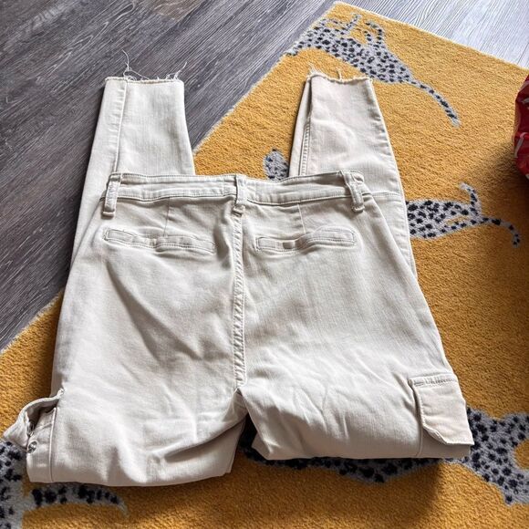 Favorite Daughter Straight leg raw ankle cargo pants light khaki 27 - Picture 2 of 4